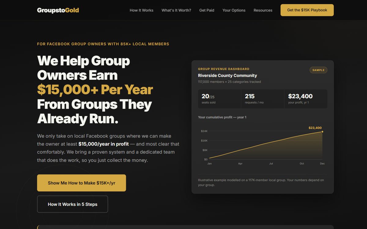 Screenshot of Groups to Gold