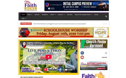 Screenshot of the MyFaithNews website